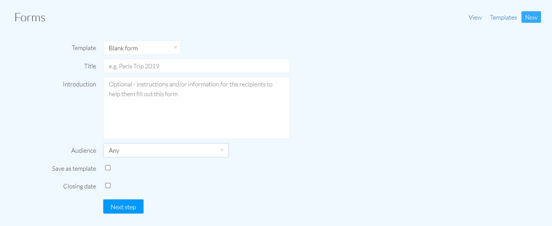 ePraise: Forms